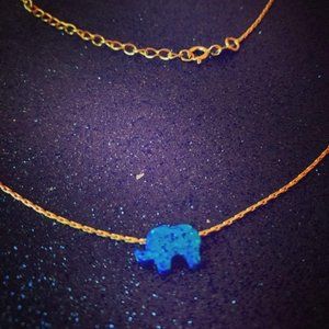 Opal Blue Elephant Necklace